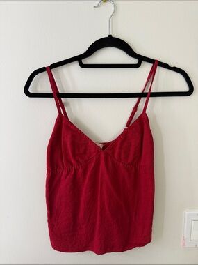 Brandy Melville Red Double-Strap V-Neck Tank Top